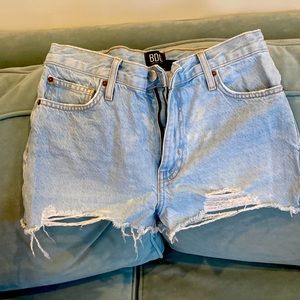 light wash high rise shorts